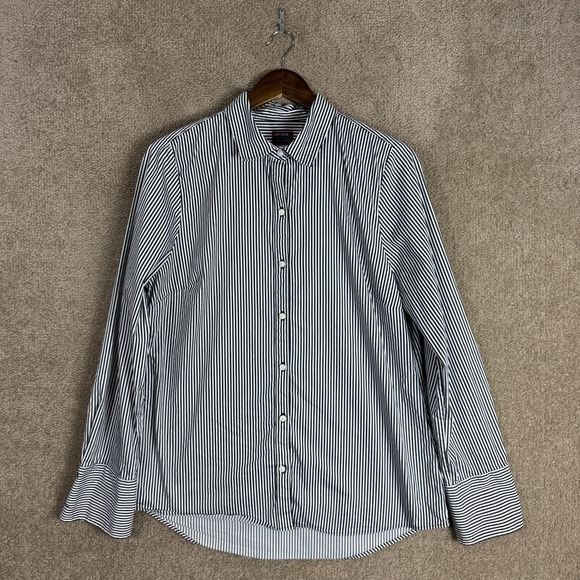 UNTUCKit Tops - Untuckit Julianna Shirt Women's 12 Black/White‎ Stripe Stretch French Cuff Top